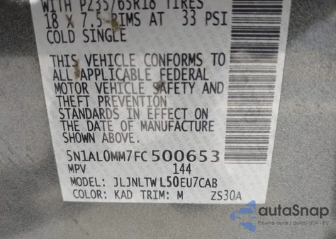 2015 Infiniti Qx60 from USA, damaged, VIN 5N1AL0MM7FC500653